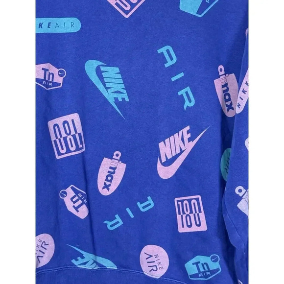 Nike air max printed crewneck sweatshirt size XSmall Blue Purple STREETWEAR - Picture 2 of 6